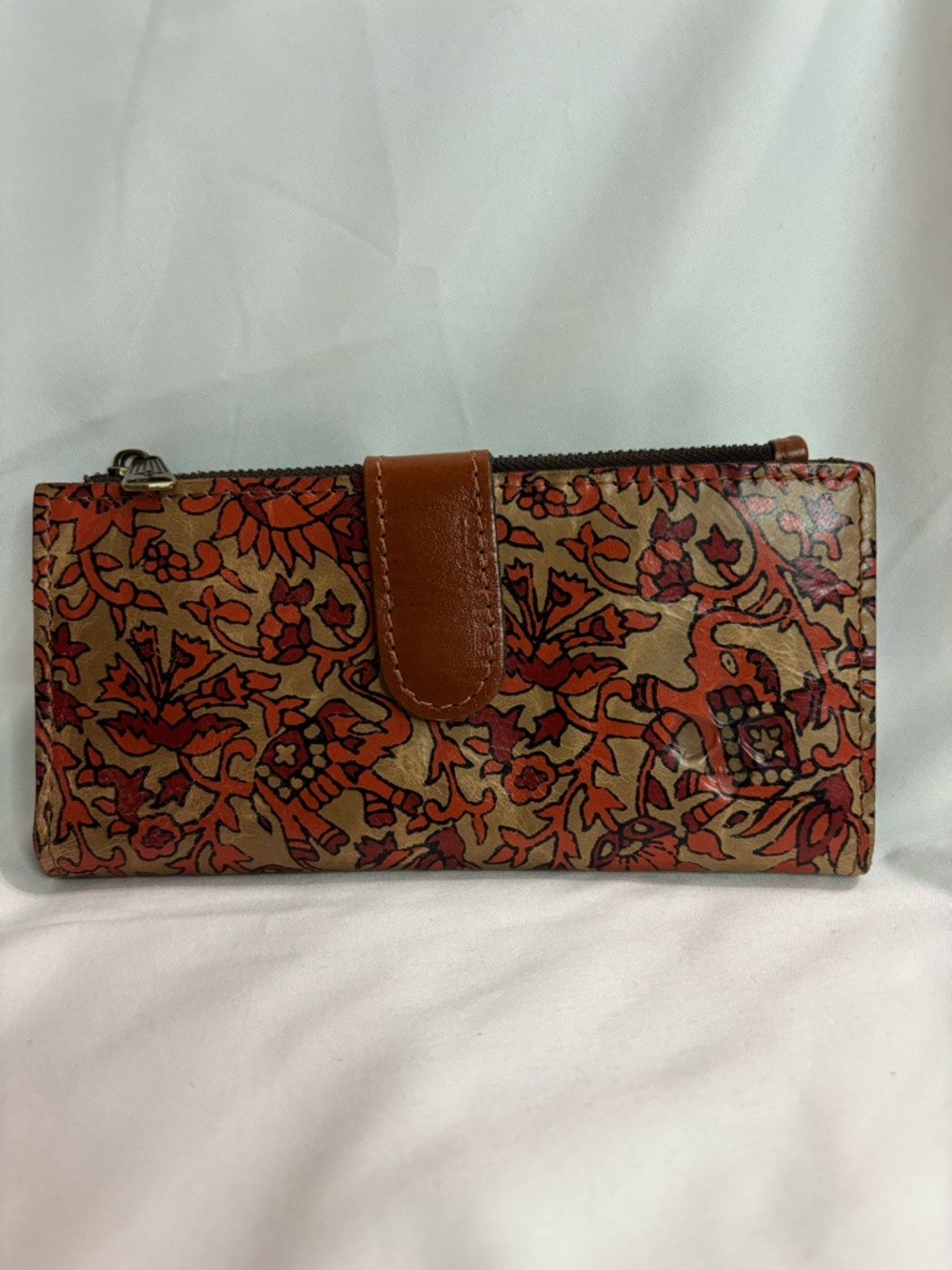 Patricia Nash Valentia II Leather Bifold Wallet in the Boho India Elephant Print